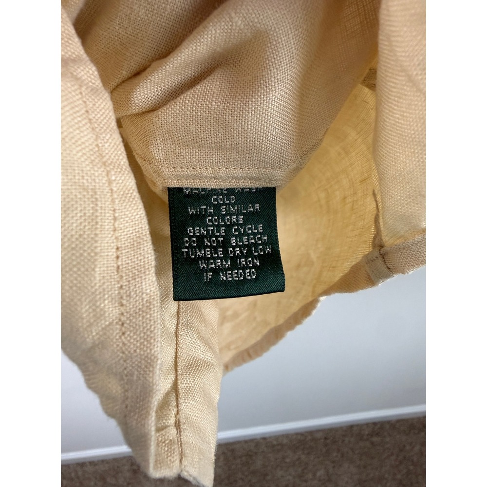 Lauren Ralph Lauren Shirt Beige M Linen Long Sleeve Roll Tab Button Down - Picture 4 of 6